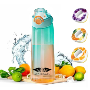 Arzu Heaven Water Bottle with Flavor Pods, Leak-Proof Sports Water Cup with Straw - 900ml Bottle + 3 Flavor Pod (Blue)